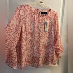 Black Label By Evan Picone Pink Animal Print Blouse Sz Med NWT
